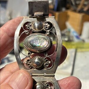 MEXICANA 925 Silver Bracelet with Iridescent Abalone